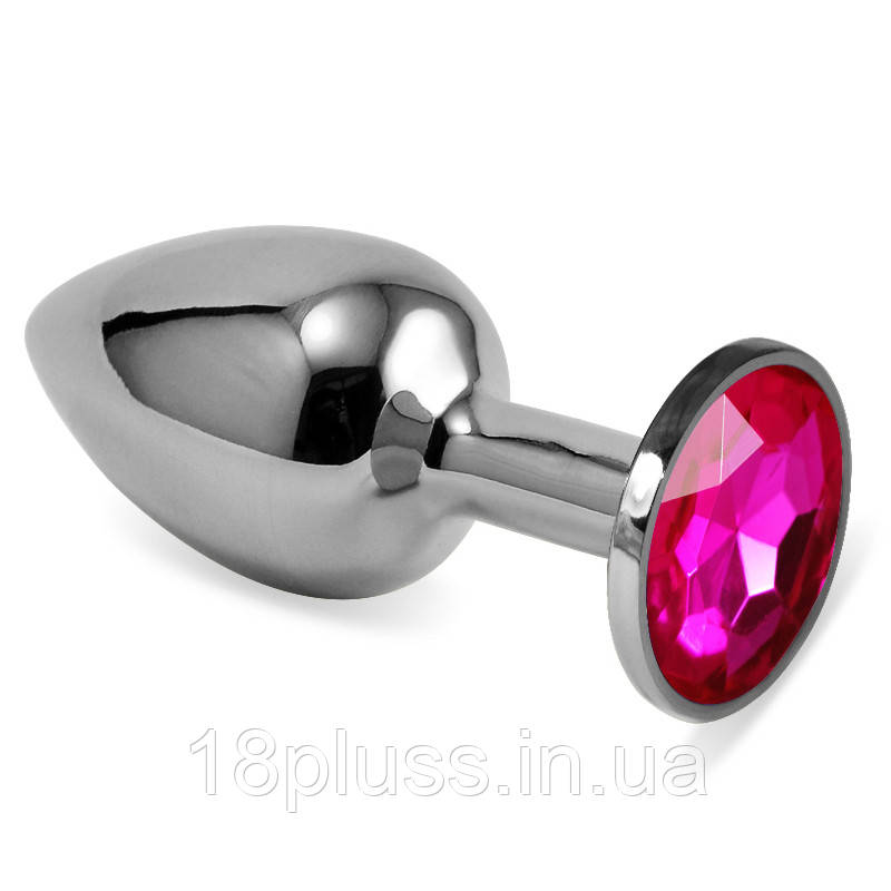 Металева анальна пробка із кристалом Heavy Metal Anal Rosebud Classic Metal Plug S Fuchsia, фото 1