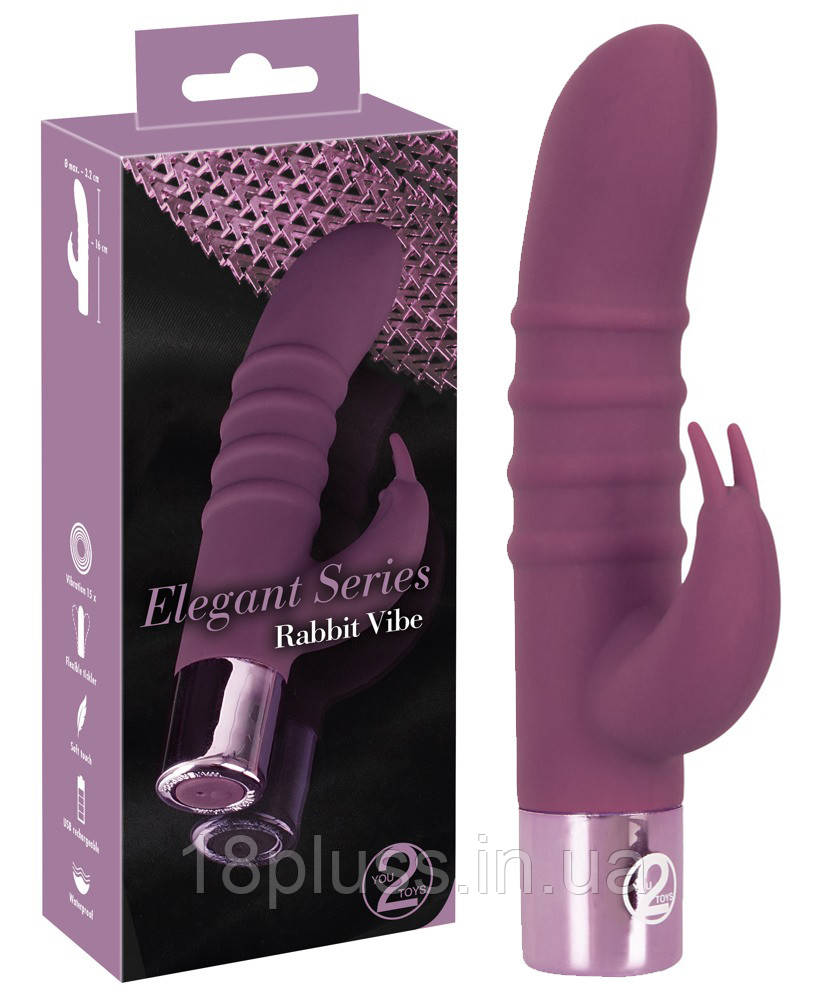 Вібромасажер із кліторальним стимулятором Elegant Series Rabbit Vibe, фото 1
