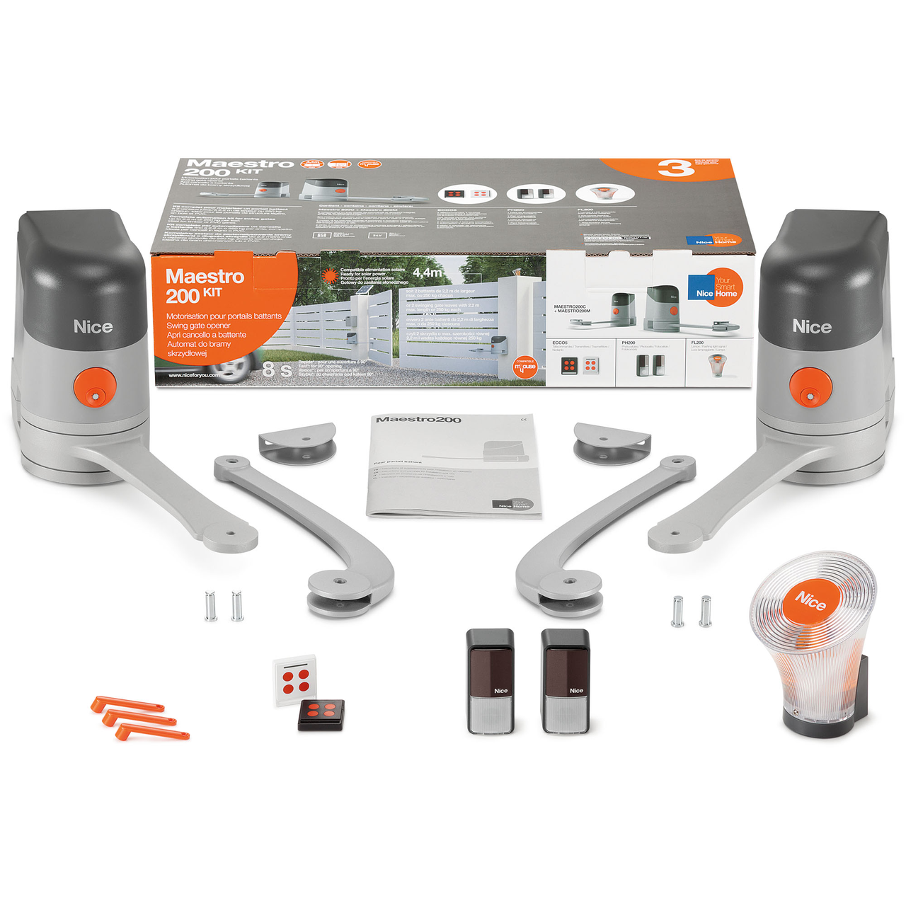 Nice Home Maestro 200 KIT — автоматика для розпашних воріт (стулка довжиною до 2,2 м і вагою до 250 кг)