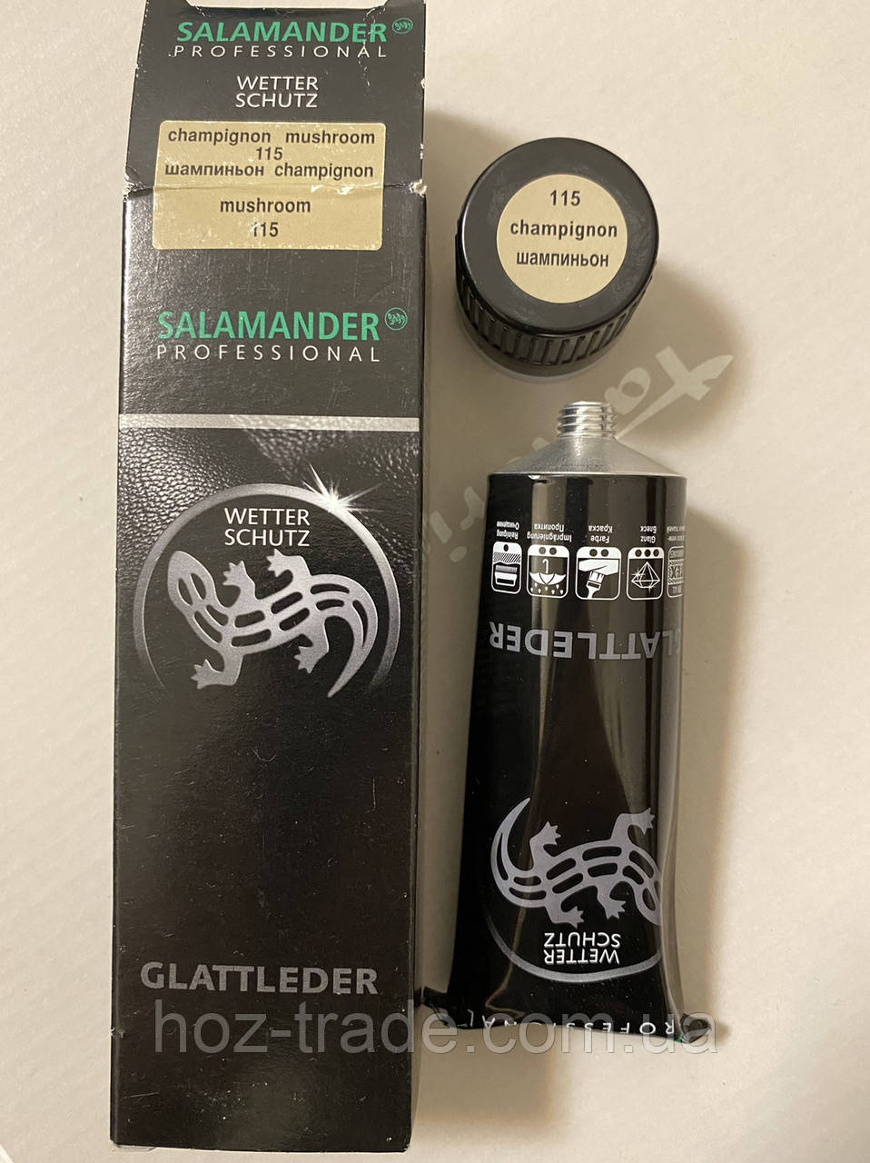Крем для взуття Salamander Темно-бежева кава з молоком Шампіньйон 115 Уцінка Німеччина