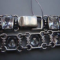 Срібний жіночий браслет, 190мм, з прозорими фіанітами, фото 3