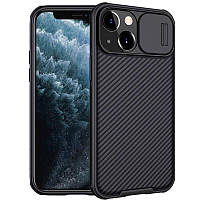 Карбоновая накладка Nillkin Camshield (шторка на камеру) для Apple iPhone 14/13 (6.1") Черный / Black