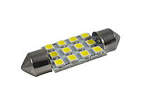 Светодиодная автолампа C5W SV8.5 12В 36мм SMD3528-12led белый