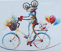 Картина по номерам Животные. Яркий лягушонок на велосипеде, , 40х50см, в термопакете, Strateg (GS078-mt)