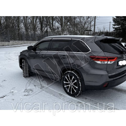 Дефлекторы дверей - ветровики - с хромовым кантом для Toyota Highlander - фото 8 - id-p1495557010