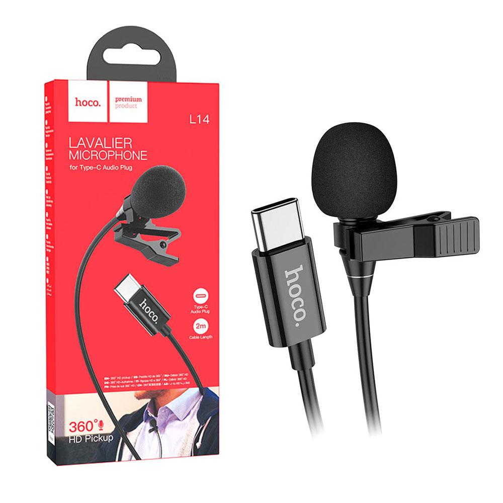 Петличний мікрофон Hoco L14 Lavalier (роз'єм Type-C) (2м), фото 1