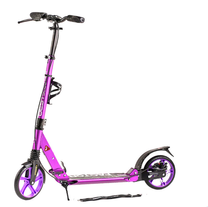Самокат двоколісний Best Scooter з ручним дисковим гальмом підсклянником два амортизатори фіолетовий PU 200, фото 1
