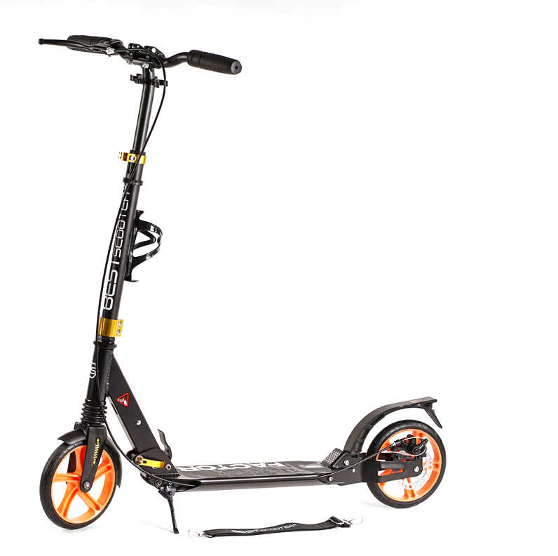 Самокат двоколісний Best Scooter з ручним дисковим гальмом підсклянником два амортизатори жовтий PU 200мм