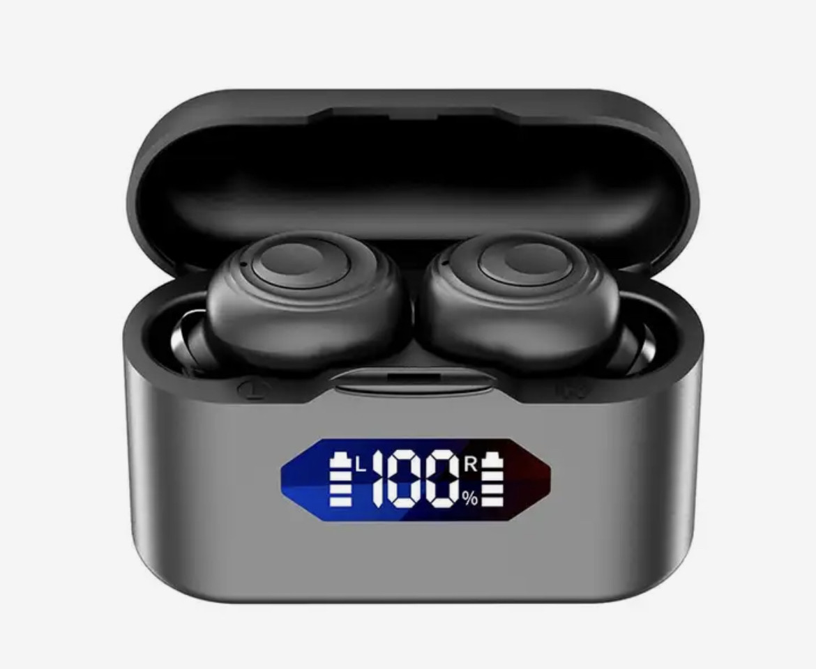 Бездротові навушники X37 Bluetooth із зарядним кейсом та індикатором заряду чорні, фото 1