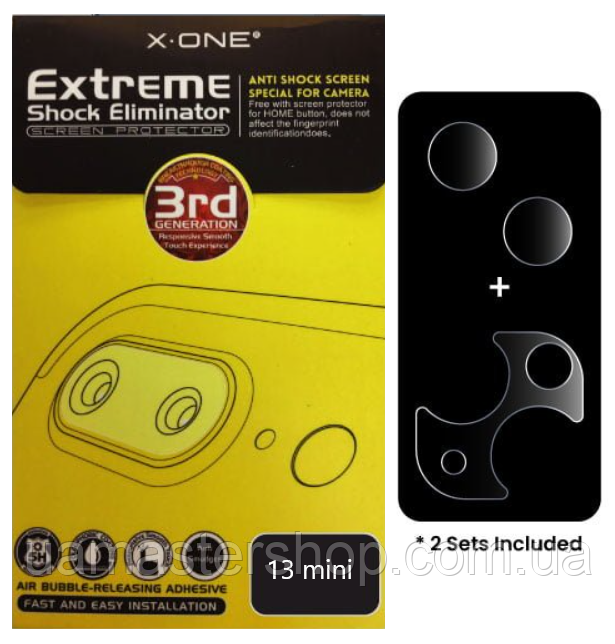 Захисна плівка камери iPhone 13/13 mini прозора протиударна 5H Extreme Shock Eliminator Camera Lens Protector X-One, фото 1
