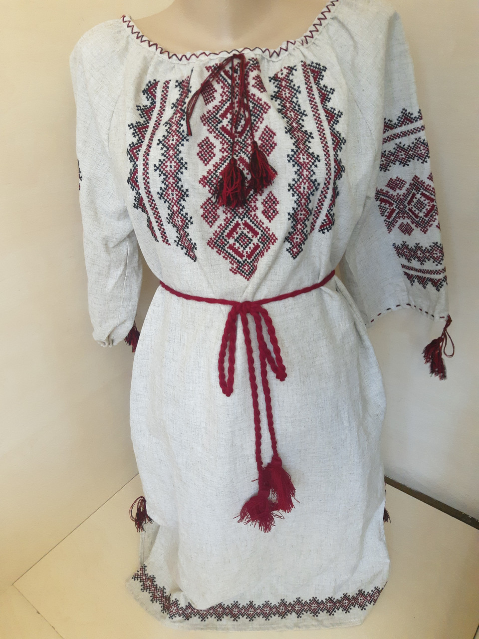 Жіноча лляна сукня Вишиванка льон ручна вишивка хрестиком 44 46 48 50 52 54