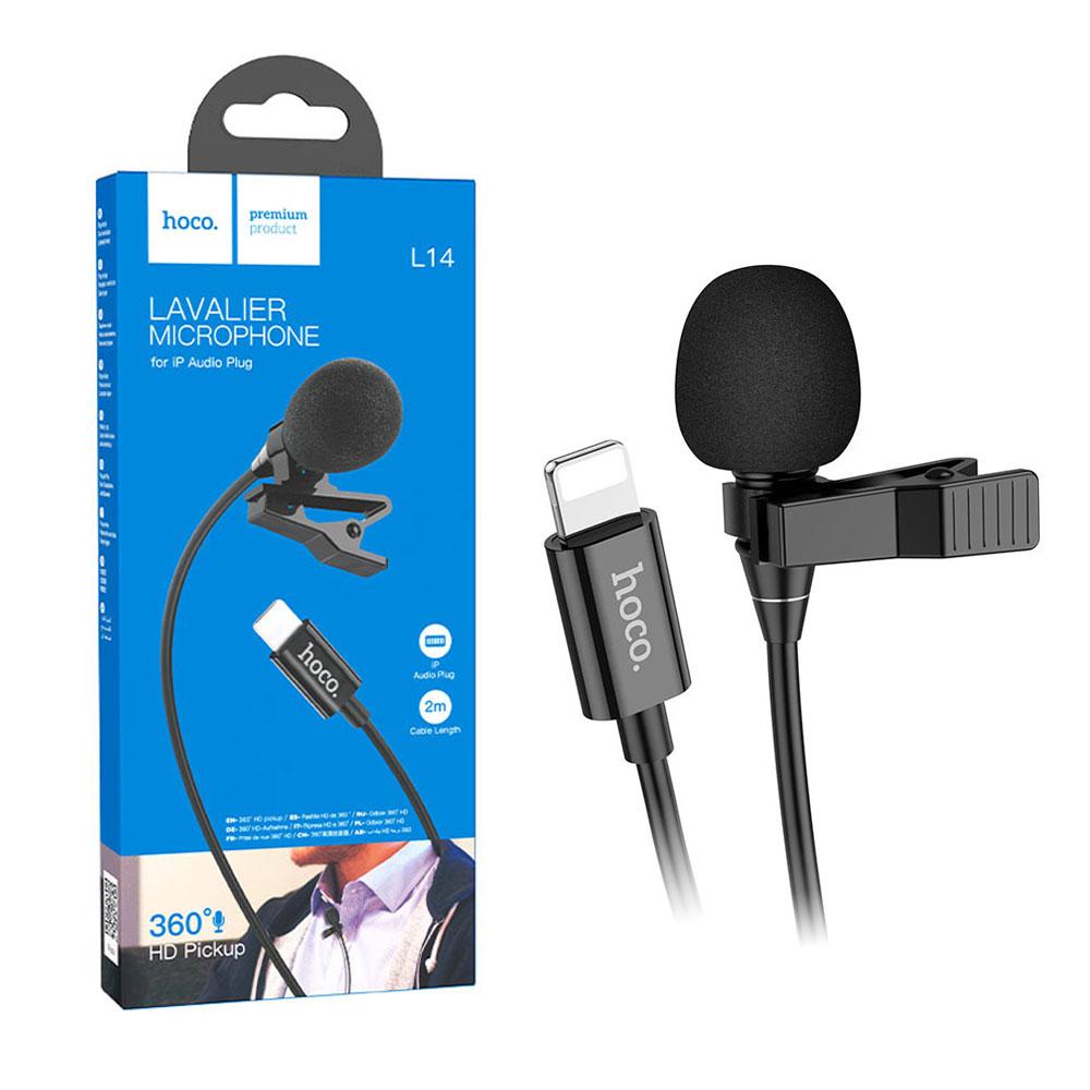 Петличний мікрофон Hoco L14 Lavalier (роз'єм Lightning) (2м), фото 1