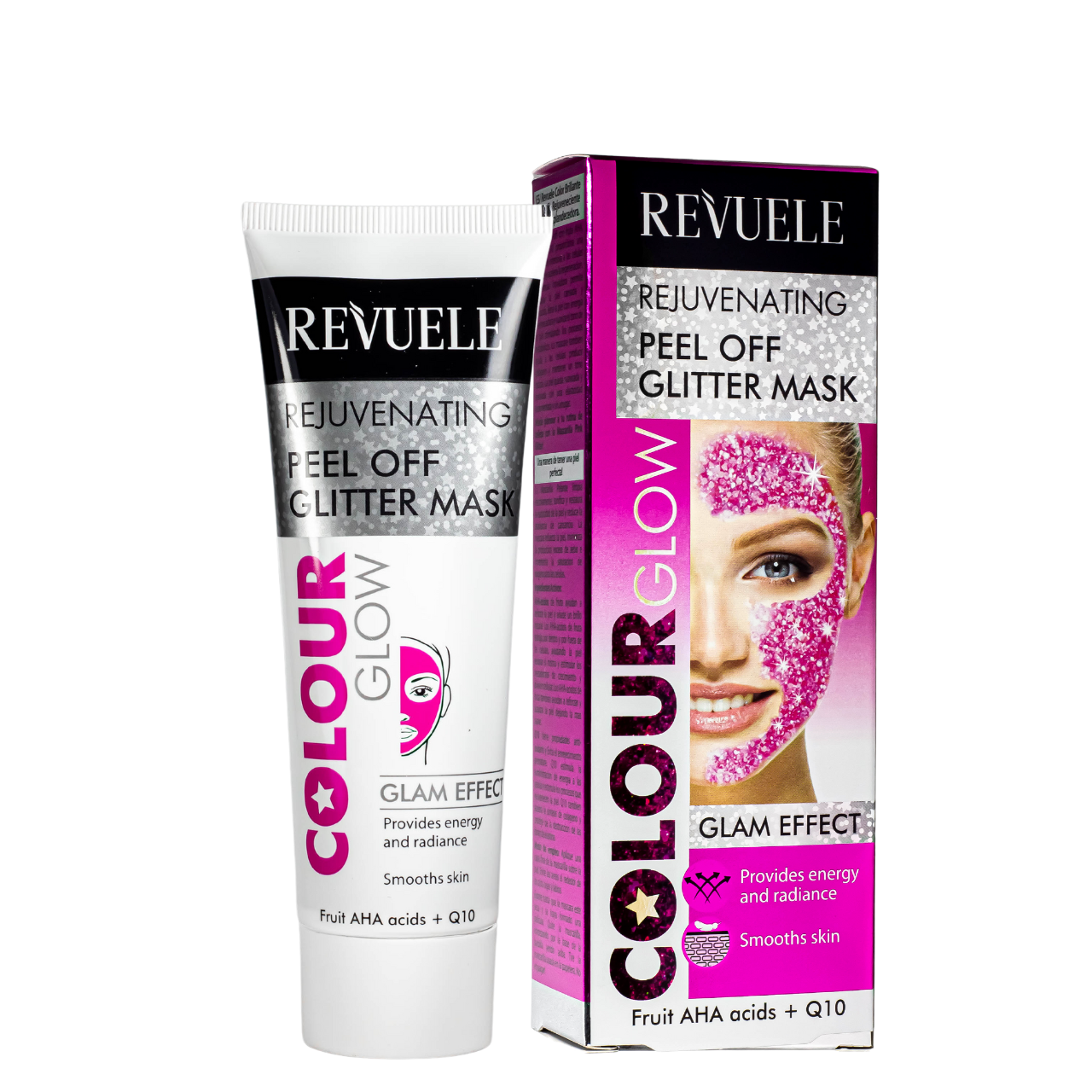 Маска плівка для обличчя омолоджувальна Revuele Color Glow Rejuvenating Pell-Off Glitter Mask, фото 1