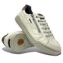 Чоловічі осінні кеди Pegada (Бразилія) шкіряні молочні з резинкою осінь/весна демі 119803-01