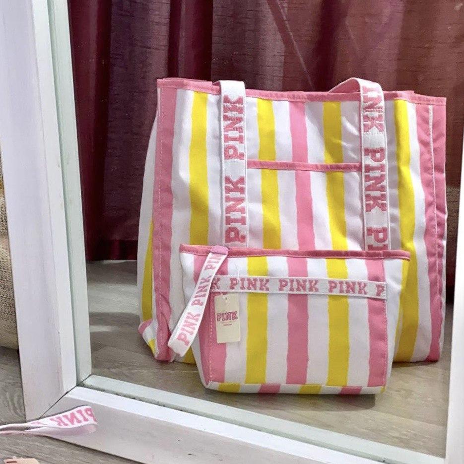 Пляжная сумка Victoria's Secret PINK Summer Glow Beauty Tote с косметичкой в комплекте - фото 1 - id-p1399085234