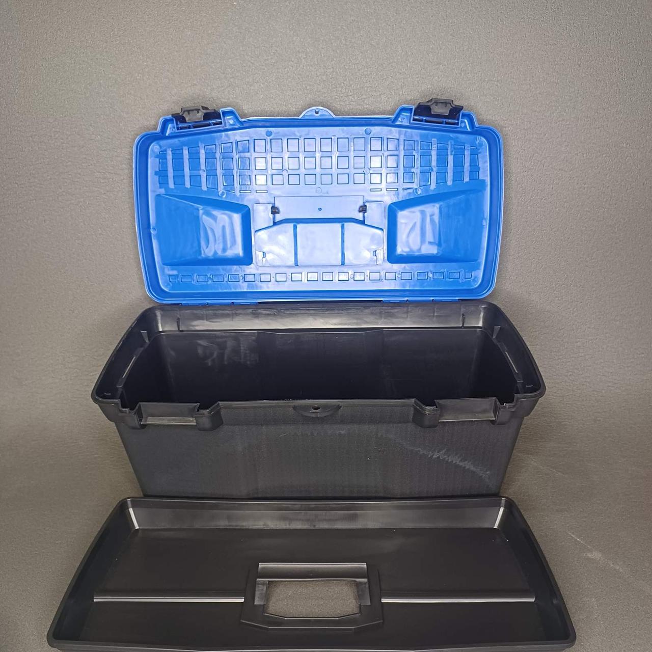 Ящик кейс для хранения инструментов с органайзером 465х230х220 мм переносной с защелками и ручкой, фото 3