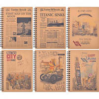 Від 5 шт. Книжка записна B6 "KRAFT" 96арк., клітинка з перф., спіраль  купити дешево оптом в інтернет-магазині