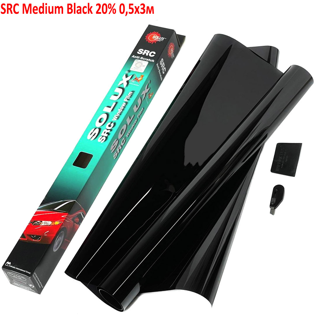 Тонувальна плівка Solux SRC Антицарапин Medium Black 20% 0,5х3 м (CG-20D), фото 1