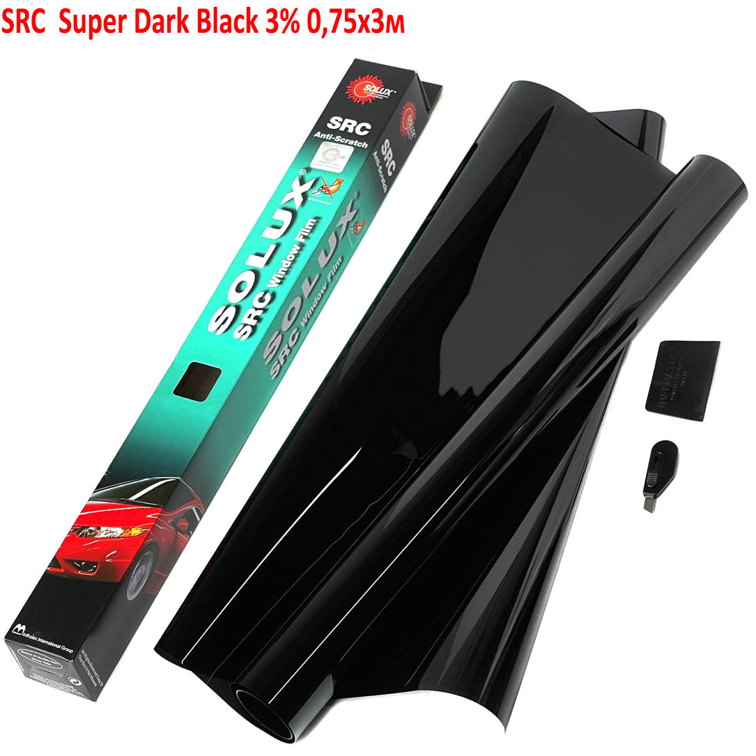 Тонувальна плівка Solux SRC Антицарапин Super Dark Black 3% 0,75х3м (PCG-1A), фото 1