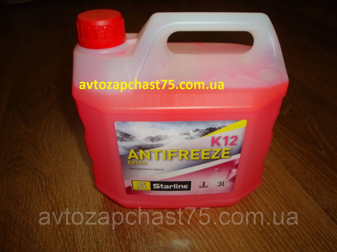 Антифриз концентрат Starline K12 (G12+) 3 літри, рожевий (виготовник Чехія), фото 1