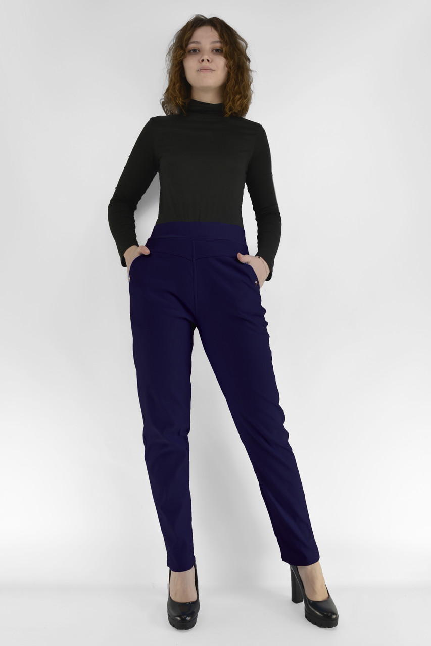 Штани жіночі літні у великих розмірах 4XL — 8XL Штани Kenalin — батал Темно-синій колір