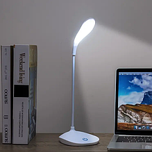 Настільна лампа акумуляторна LED 3 режими освітлення, гнучка ніжка microUSB Біла