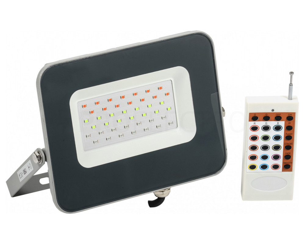 Прожектор СДО 07-30RGB multicolor IP65 сірий