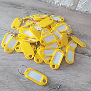 Брелок бирка для ключів пластмасовий з кільцем і паперовою вставкою 57 шт./1уп Жовтий (KG-7394), фото 3