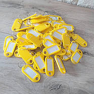 Брелок бирка для ключів пластмасовий з кільцем і паперовою вставкою 57 шт./1уп Жовтий (KG-7394), фото 4