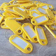 Брелок бирка для ключів пластмасовий з кільцем і паперовою вставкою 57 шт./1уп Жовтий (KG-7394), фото 2