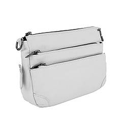 Шкіряна багатосекційна сумка жіноча, біла, 2 ременя