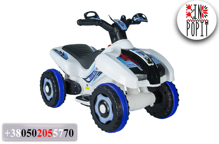 Детский квадроцикл мини Ranger бело-синий Police, аккумулятор 6V до 35 ...