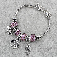 Pandora браслет серебристого цвета сердечко ключик с белыми шармами 9 штук длина браслета 18-23 см