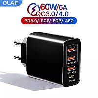 Зарядка для смартфонів Mangoman Olaf QC3.0, Quick Charge, 5A, 3 USB-порти + порт Type C