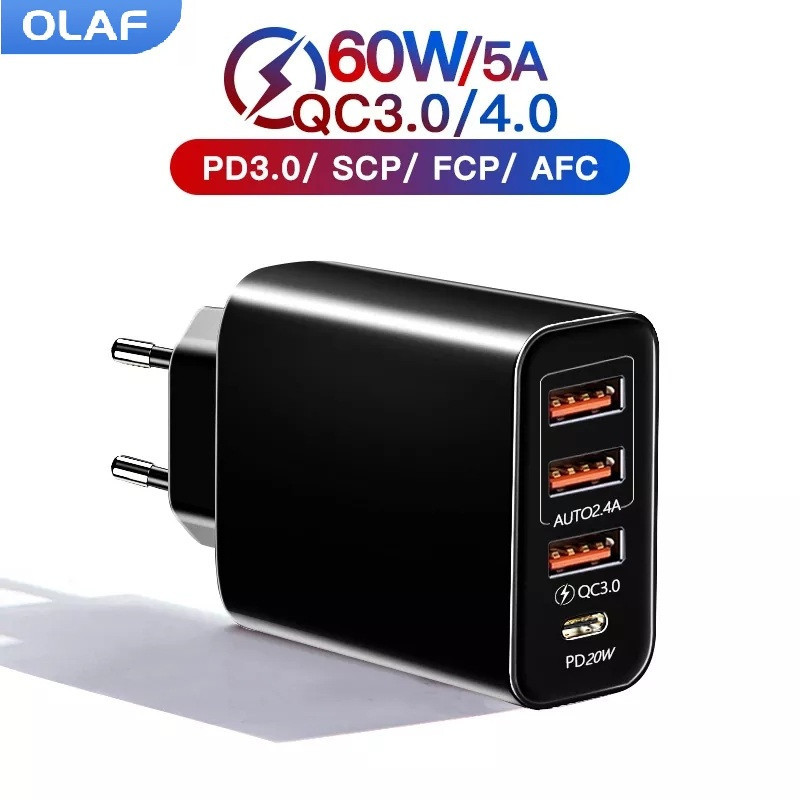 Зарядка для смартфонів Mangoman Olaf QC3.0, Quick Charge, 5A, 3 USB-порти + порт Type C