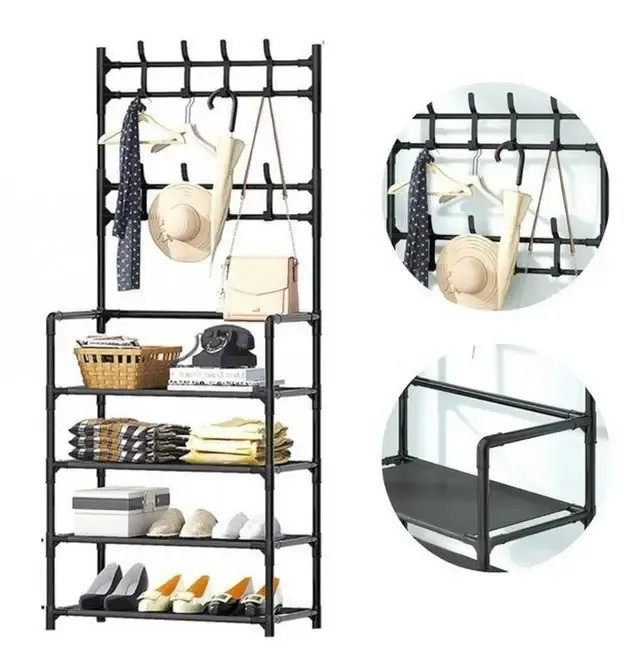 Підлогова вішалка для одягу New simple floor clothes rack size з полицями та гачками OLD
