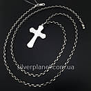 Срібна цепочка якірне плетіння з хрестиком. Якірний срібний ланцюг на шию та хрест срібло 925, фото 6