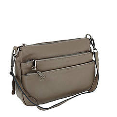 Шкіряна багатосекційна сумка жіноча, капучіно, 2 ременя