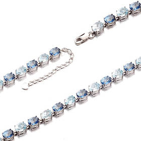 Браслет срібний жіночий 925 проби з топазом і містик кварцом, ніжний браслет зі срібла на руку для дівчини