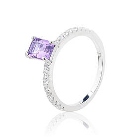 Каблучка срібна жіноча 925 проби з аметистом, кільце зі справжнього срібла для дівчини