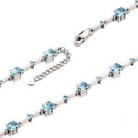 Браслет срібний жіночий 925 проби з топазом, ніжний браслет зі срібла на руку для дівчини