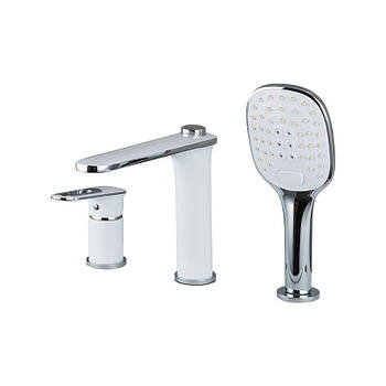 Змішувач для ванни на борт Frap F1149 колір білий хром, душова лійка на 3 режими