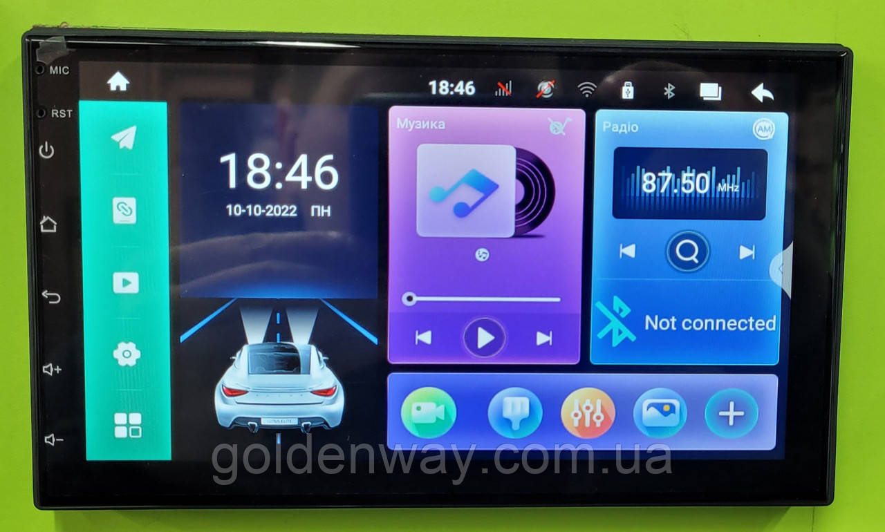 Автомагнітола 2 DIN Podofo P11 7" екран IPS 4/32 ГБ 8 ядер Android 10 DSP 4G WiFi Apple CarPlay AndroidAuto