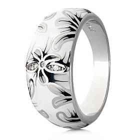 Каблучка срібна жіноча 925 проби з емаллю, кільце зі справжнього срібла для дівчини