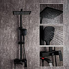 Набір вушова система 3 в 1 з тропічним душем і змішувачем на умивальник G2407-6-1 чорна квадратна, фото 3