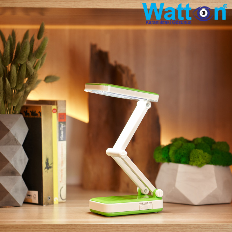 Акумуляторна настільна лампа Watton WT-006 світлодіодний світильник трансформер працює 10 годин Зелений, фото 1