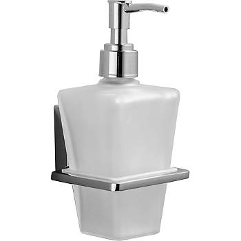 F1827 дозатор настінний скло з 2ма накладками (білий/хром) {20}