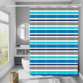 Шторка для ванни з поліестеру водонепроникна Bathlux 180x180 см з кільцями, фіранка для ванної кімнати