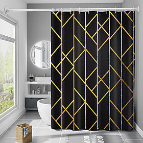 Шторка для ванни з поліестеру водонепроникна Bathlux 180x180 см з кільцями, фіранка для ванної кімнати