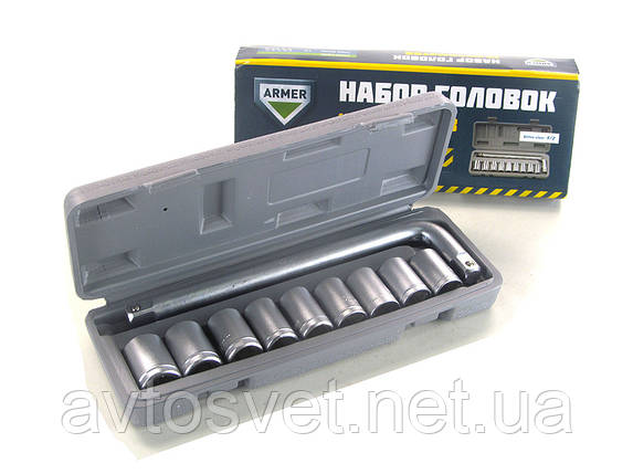 Набір головок і біт 10 од., Квадрат 1/2 CR-V ARM-B0003 (Kr), фото 1